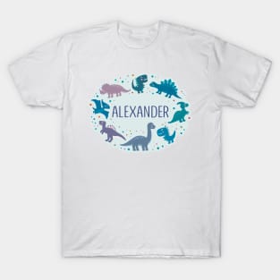 Alexander name surrounded by dinosaurs T-Shirt